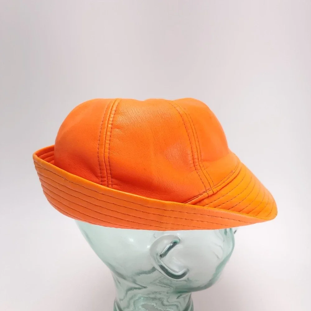 Vintage YA Small Jones Style Hunting Bucket‎ Hat Orange Vinal Faded